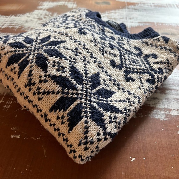 Men’s Vintage L.L. Bean Cozy Chunky Snowflake Sweater Size Large - Picture 2 of 12